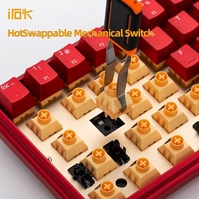 CD67 RGB Portable 60% Gaming Keyboard with Full Metal Enclosure hot-swappable red switches with Customizable backlighting Wired Mechanical Keyboard for Windows PC Gamers