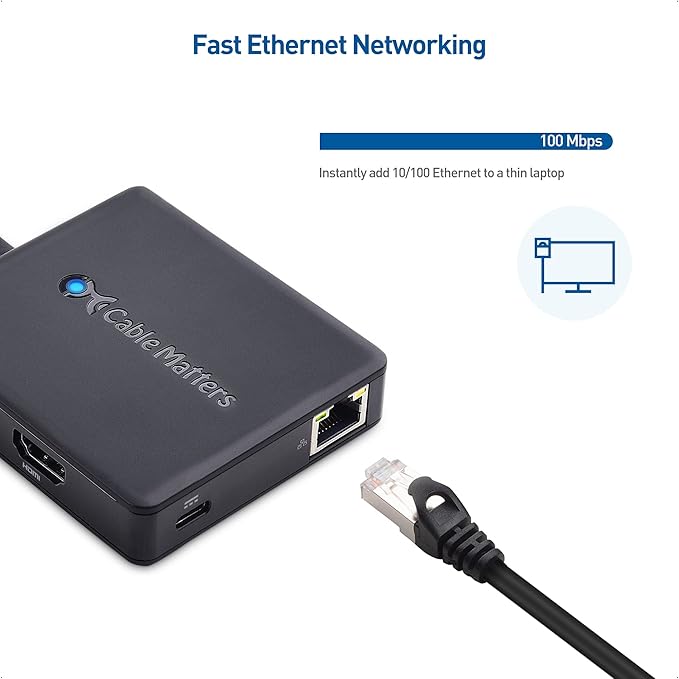 Cable Matters USB C Hub with HDMI DisplayPort VGA USB 2.0 Fast Ethernet 60W Charging - Thunderbolt 4 / USB4 / Thunderbolt 3 Port Compatible with MacBook Pro Dell XPS HP Spectre x360 and More