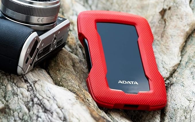ADATA Durable Series HD330: 1TB Red External USB 3.1 Portable Hard Drive Gaming Console Compatible