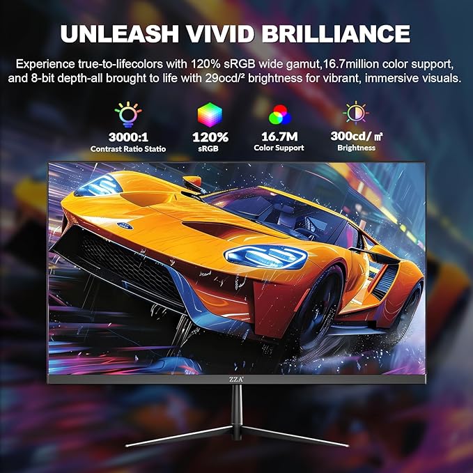 ZZA 24.5 PC Monitor for Gaming 240Hz FHD Display VA Panel AMD FreeSync 120% sRGB Low Blue Mode VESA Mount75X75MM DP1.4/HDMI2.0