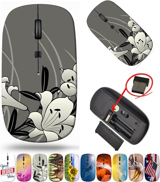 maizi Wireless Mouse Slim for Chromebook Laptop PC Notebook Wireless Mice Slim Image ID: 19822198 Pattern 2.4G USB Receiver Portable Printed in USA Product