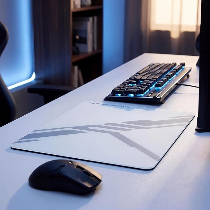 Glass Gaming Mouse Pad Micro-Etched SurfaceTempered Glass Ultra-Smooth Finish Anti-Slip Honeycomb Base 13.8 x 11.8 Inches (Zero Interface)
