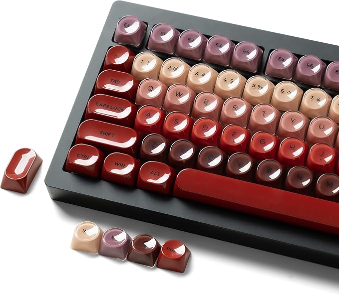 PBT Keycaps Glossy Red Lipstick Jelly Keycaps MOA Profile 128 Keys Elegant Cute Custom Key caps for 61/68/84/87/98/100 Cherry Gateron MX Mechanical Keyboards No Tear &amp Never Fades