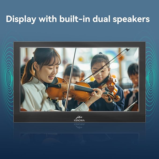 Kenowa Portable Monitor 13.3 Inch - HD 1366x768P LED Display External Monitor with USB C HDMI Built-in Speakers Second Screen for Laptop Phone Mac PC PS4 Xbox