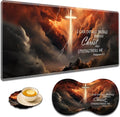 Large Game Mouse Pad + Wrist Support Pad + Coffee Coaster Desk Pad with Sewn Edges Anti-Slip Set pad Suitable for Office Work and Home - Holy Cross Bible Philippians 4-13