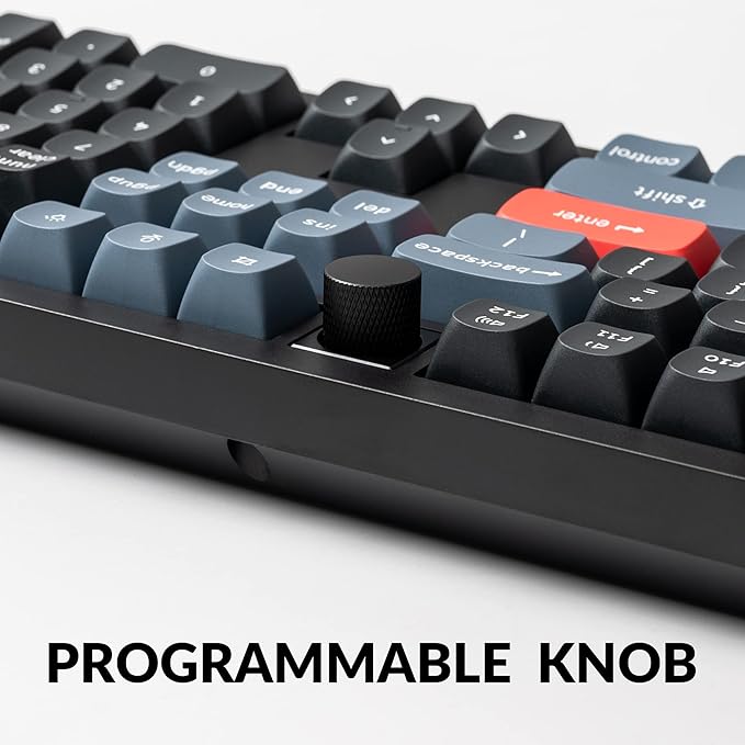 Keychron V6 Wired Custom Mechanical Keyboard Knob Version Full-Size QMK/VIA Programmable Macro with Hot-swappable Keychron K Pro Red Switch Compatible with Mac Windows Linux Black (Non-Transparent)
