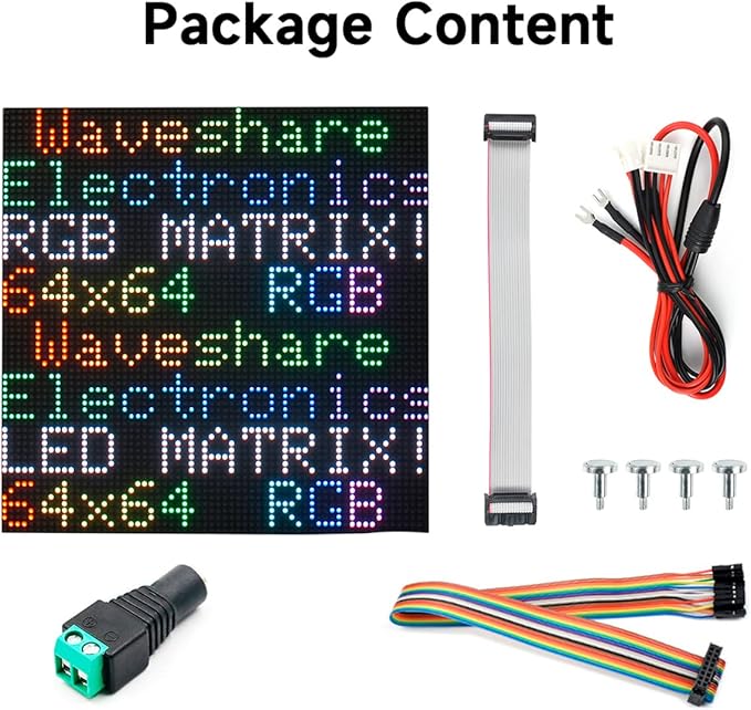 waveshare RGB Full Color LED Matrix Panel 64x64 Pixels 2mm Pitch Adjustable BrightnessSupports Raspberry Pi/Raspberry Pi Pico / ESP32 / ArduDisplay Text Colorful Image Animation