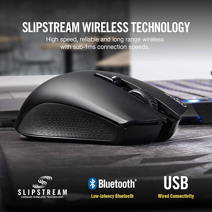 Corsair Harpoon Wireless RGB Lightweight FPS/MOBA Gaming Mouse – 10000 DPI – 6 Programmable Buttons – Low-Latency Bluetooth – iCUE Compatible – PC Mac PS5 PS4 Xbox – Black