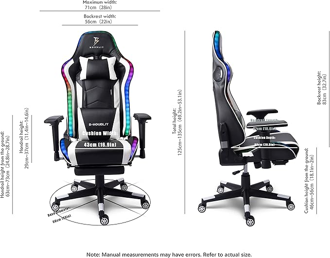 TBQATNTS 7-Point Massage Gaming Chair Video Gaming Chair with Speakers and LED/RGB Lights Ergonomic Computer Chair with Footrest and Lumbar Support 180 Degree Tilt High Back Office ChairRed