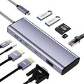 Docking Station Dual Monitor USB C to Dual HDMI Adapter 10 in 1 Laptop Docking Station 3 Monitors with HDMI/VGA/PD/Ethernet/USB/SD/TF/3.5mm Audio