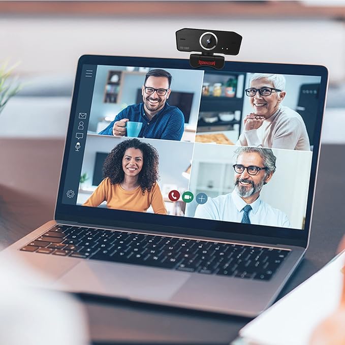 Redragon GW800 1080P PC Webcam with Built-in Dual Microphone 360° Rotation - 2.0 USB Computer Web Camera - 30 FPS for Online Courses Video Conferencing and Streaming