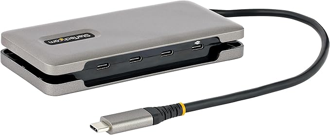 StarTech.com 4-Port USB-C Hub 4X USB-C Ports USB 3.1-10Gbps - Portable USB C Hub w/ 100W Power Delivery Pass-Through - USB Type C Hub w/ 12.6in/32cm Wrap-Around Cable - USBC Splitter (HB31CM4CPD3)