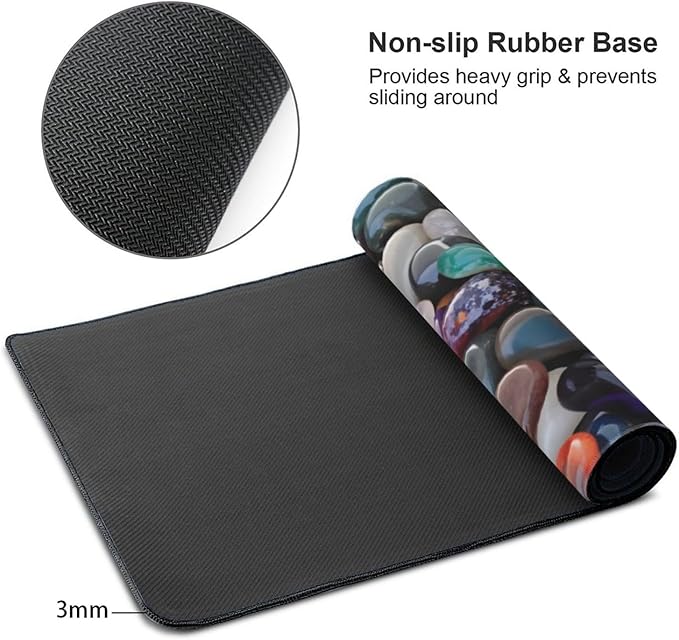 Colorful Precious Stones Large Gaming Mouse Pad 35.5 X 16 Inch Extended Desk Mat for Keyboard and Mouse Waterproof Computer Mousepad with Stitched Edges &amp Non-Slip Base