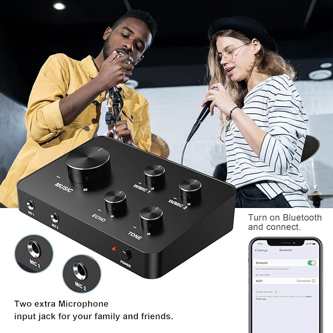 Wireless Karaoke Microphone System Dual Handheld Wireless Microphones for Smart TV Speaker &amp Amplifier HDMI/AUX in/Out 100FT Dynamic Microphonefor Home Karaoke Singing Church &amp Wedding