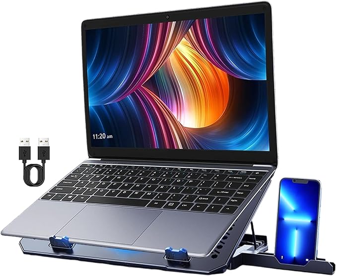 Laptop Cooling Pad - Adjustable Desk Notebook Stand Durable Laptop Holder with Fan Easy Carry Office Tool | Desks Work Meeting Travel for Desk Work Meeting Travel
