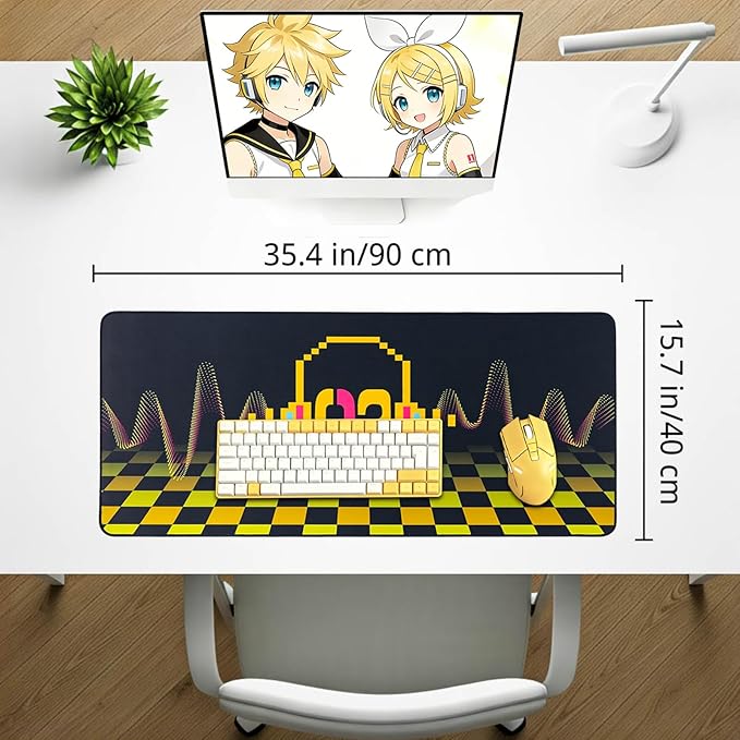 Mouse Pad Kagamine Rin &amp Len Collaboration Series 35.4 x 15.7 Large Anime Large Desk Pad