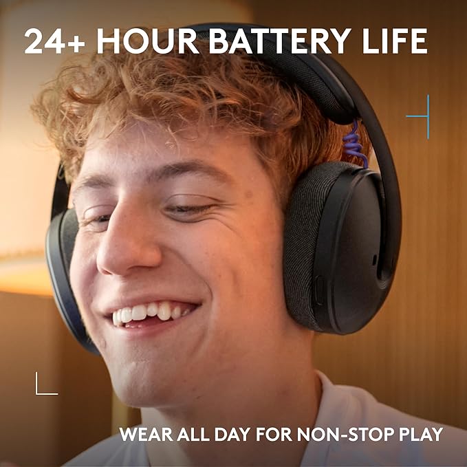 Logitech G325 Lightspeed Wireless Bluetooth Gaming Headset All-Day Comfort Built-in Mic with Noise Reduction 24-Bit Audio 24+ Hr Battery Life for PC PlayStation Switch Mobile – Black
