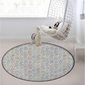 Multicolor Round RugCircle RugFarmhouse Distressed Non Slip Area Rug Round Rugs for Living Room Kitchen Bedroom Bathroom Vehicles Bus Truck Garbage Truck Cars Diameter 39.4 in