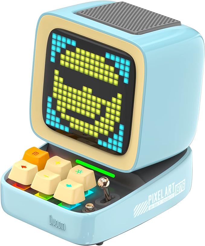 Divoom Ditoo Pro Retro Pixel Art Game Bluetooth Speaker with 16X16 LED App Controlled Front Screen (Blue)
