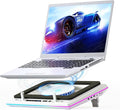 llano RGB Laptop Cooling Pad White Powerful Turbofan Quiet Cooling Touch Control LCD Screen Seal Foam 15-19in Laptops