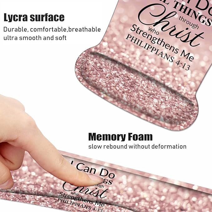 Keyboard Wrist Rest and Mouse Wrist Rest Pad Set with Coasters Ergonomic Support Non-Slip PU Base Easy Typing and Relieve Wrist Pain for Home Office Working Studying Bible Verse Philippians 4:13