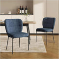 Adjustable Office Computer Chair with Armrest 2pcs Dining Chairs with Linen Cushion Metal Legs for Living Room Kitchen(Blue)