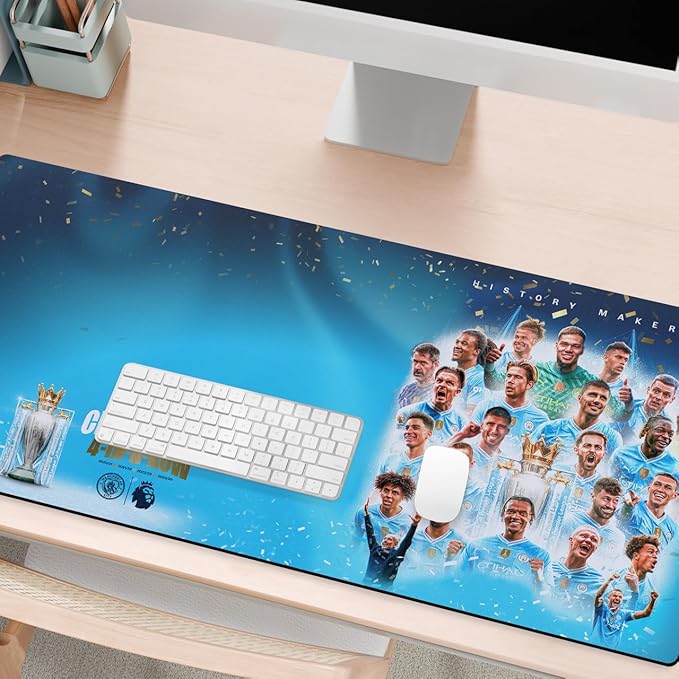 Head Case Designs Officially Licensed Manchester City Man City FC Champions Crest Kits &amp Players 37.4 x 15.75 x 0.16 inches (900 x 400 mm) - XL Gaming Office Desk PC Keyboard Mouse Mat Pad