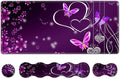 Upgraded Extended Gaming Mouse Pad Keyboard Wrist Rest Pad Wrist Support Mousepad Set Artso Large Rubber Base Stitched Edges Multifunctional Desk Pad (35 x15.5 in) Purple Heart Butterfly