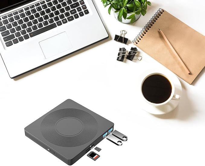 Portable 6 in 1 External Disc Drives USB Writer with Highly Speed Data Transfer for Laptops and Desktops