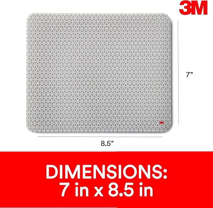 3M Precise Mouse Pad with Repositionable Adhesive Backing Battery Saving Design 8.5 in x 7 in(2Pack)Grey