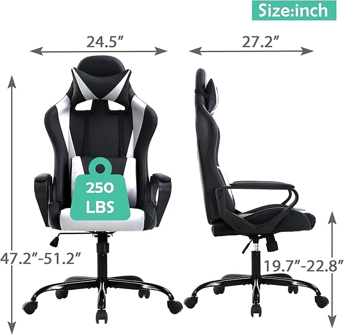 Comfortable Gaming Chairs for Adults Cheap Gamer Chair Swivel Game Chair for Boys Leather Computer Chair with Headrest and Lumbar Support PC Chair Racing Chair