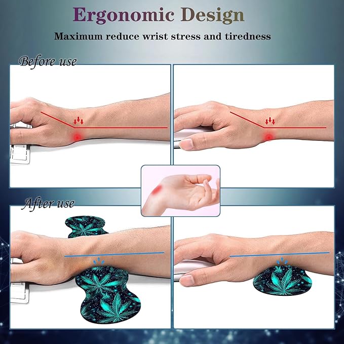 4 in 1 Desk Mat SetMouse Pad with Keyboard Wrist RestWave-Shaped DesignNon-Slip Rubber BaseWaterprooffor HomeOfficeGamingGreen Plant Leaf