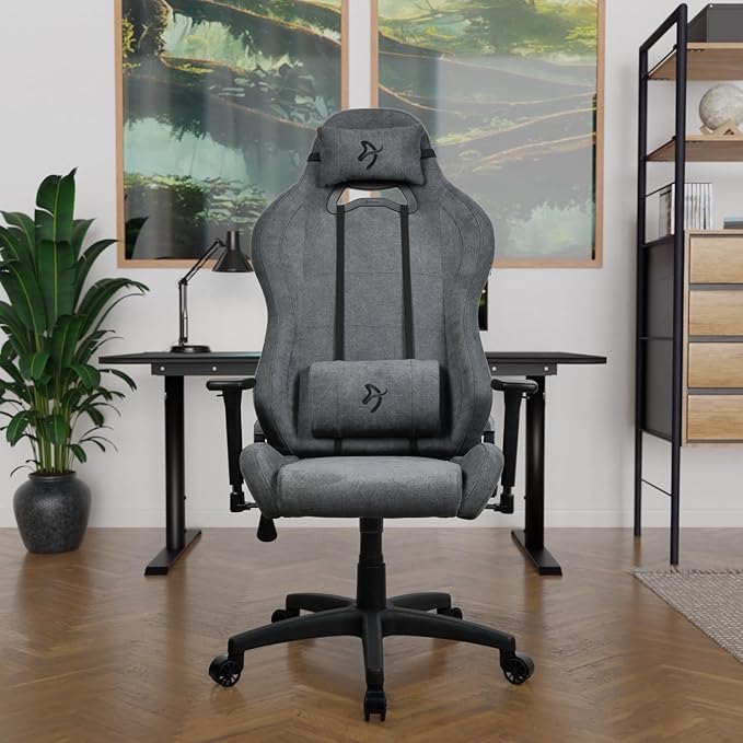 Arozzi Torretta Gaming Chair - Soft Fabric Ergonomic Gaming Chairs for Adults Adjustable Backrest with Neck &amp Lumbar Pillows - Swedish Design Home Office Setup Professional Computer Chairs Ash