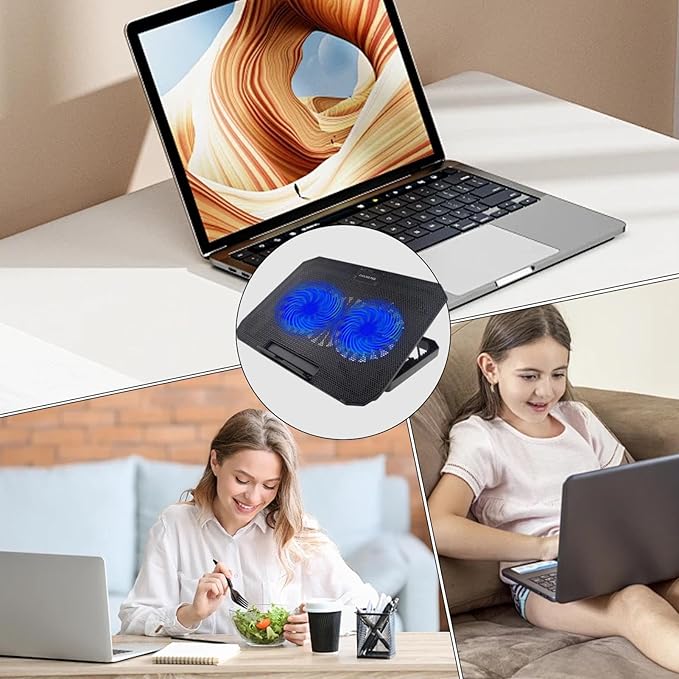 Laptop Cooling Pad - Adjustable Stand with Fan for 15.6 Notebooks Computer Cooling Fan | Laptop Ventilation Fan Stable Computer Cooler Silent Cooling Stand to Prevent Overheating