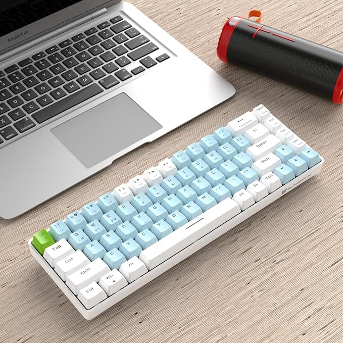 Qisan Mechanical Gaming Keyboard Dual Mode 2.4G/BT Wireless Keyboard with Blue Switch Mini Design (60% Keyboard) 68 Keys Computer Keyboard US Layout | Gaming Pc | Wireless Gaming Keyboard