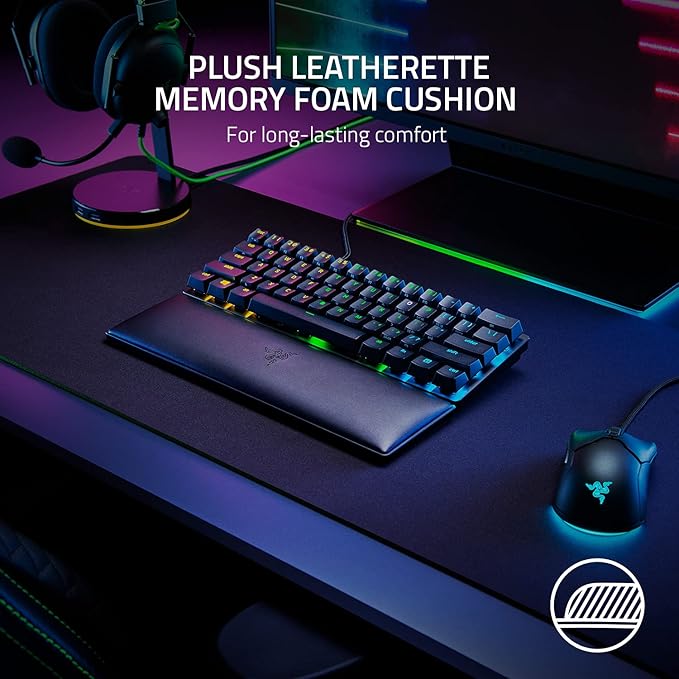Razer Huntsman Mini 60% Gaming Keyboard + Ergonomic Wrist Rest for Mini Keyboards Bundle: Linear Optical Switches - Classic Black