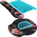 KTRIO Ergonomic Keyboard Wrist Rest Memory Foam Mouse Pad with Wrist Rest for Computer Keyboard Mouse Pad Set for Easy Typing &amp Pain Relief for Office &amp Home Peony Flower