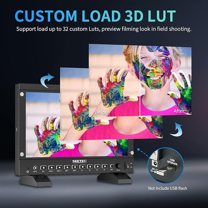 SEETEC P133 PRO 13.3 Inch 1000nit High Brightness Podcast Broadcast Monitor with Waveform 3D LUT HDR and SDI HDMI Input Output HDMI Support 4K 60