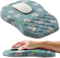 Ergonomic Slope Mouse Pad Wrist Support Wrist Rest Mousepad for Carpal Tunnel Pain Relief with Massage Bulge and Slow Rebound Memory Foam (12x8 inch White Flowers)