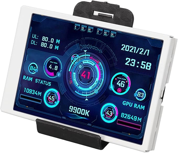 3.5 inch USB Mini Screen PC Temperature Display for PC Computer Case Secondary Screen Full View Display Small Screen CPU HDD Data Monitor (White)
