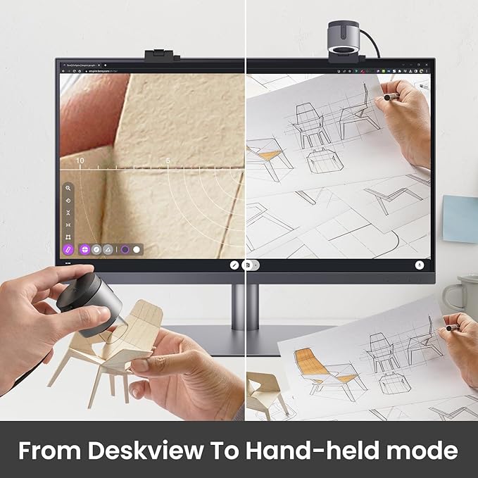 BenQ ideaCam S1 Plus: Live Demo Webcam with 15x Zoom Lens Marco Handheld Document Camera for Flexible Demonstration Remote Work and Product Inspection.