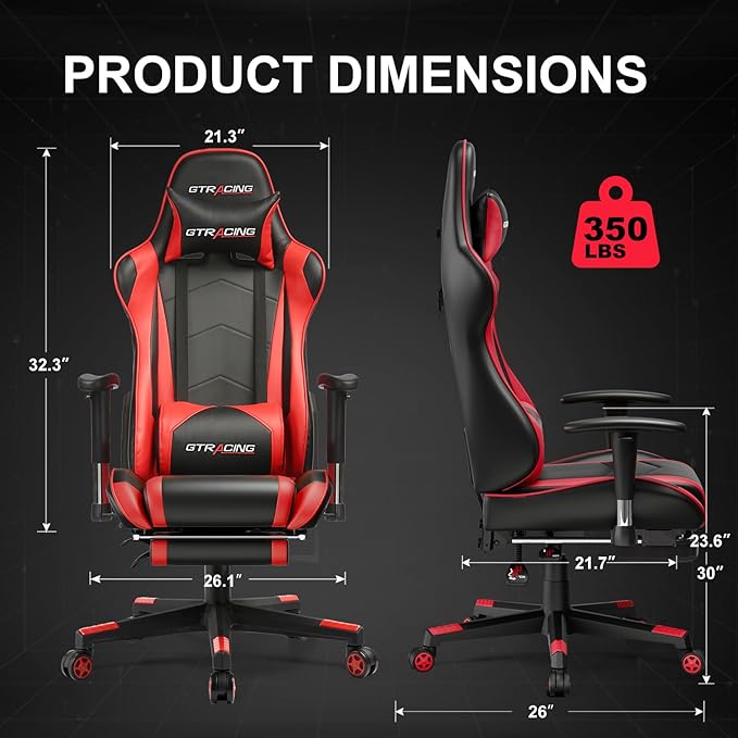 Gaming Chair with Footrest High Back Computer Chair Ergonomic Game Desk Chair Racing Executive Adjustable Swivel Rocker with Headrest and Lumbar Support
