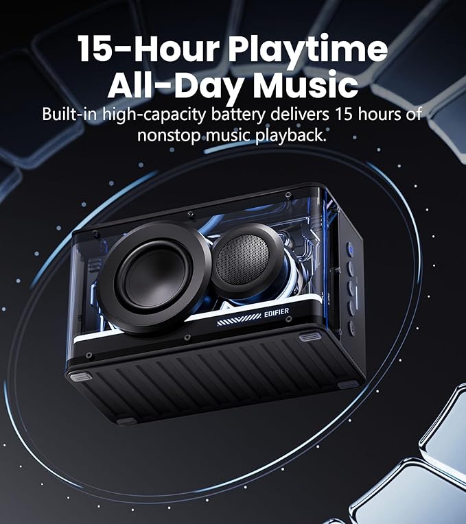 Edifier QD25 Bluetooth Speaker | Portable Desktop Audio 25W (RMS) Dynamic Sound Hi-Res Audio Splendid Light Effects 15H Playtime Bluetooth 6.0 Wireless Stereo Pairing White (Renewed)