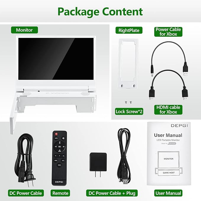 DEPGI 12.5 Portable Gaming Monitor for Xbox Series S (not Included) 1080P Full HD Display with IPS Screen Dual HDMI 2 Support HDR Freesync 3 Game Modes for Travel Outdoor Indoor Use