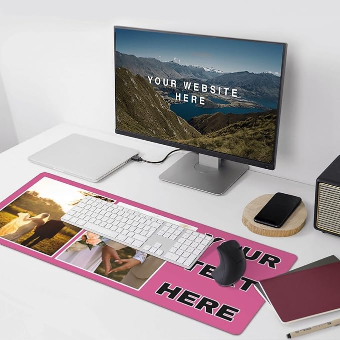 Custom Large Mouse Pad with Photo Personalized Mouse Pads with Picture Text Customized Non-Slip Mousepad for Gaming Offices Home Computer Desk 16x35.5in