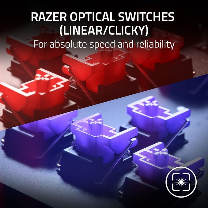 Razer Huntsman V2 Optical Gaming Keyboard: Fast Clicky Optical Switches w/Quick Keystrokes &amp 8000Hz Polling Rate - Doubleshot PBT Keycaps - Dedicated Media Keys &amp Dial - Ergonomic Wrist Rest