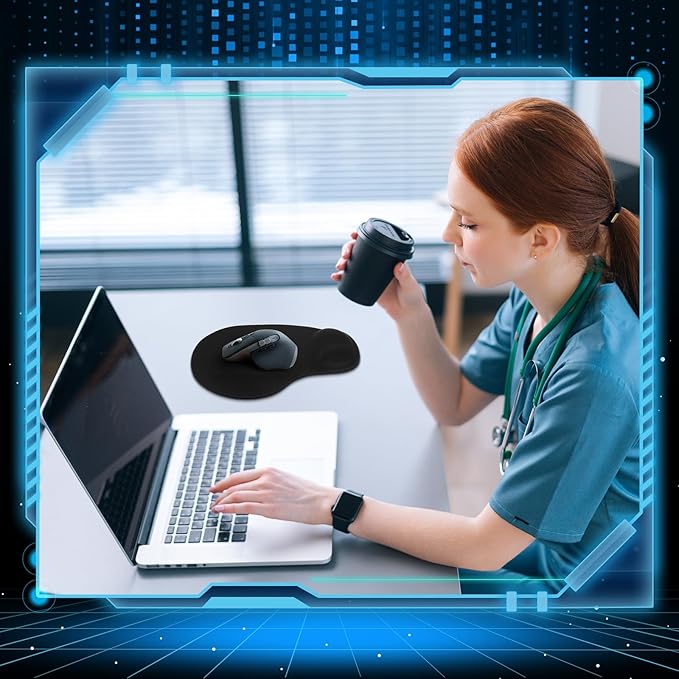 24 Pcs Ergonomic Mouse Pad with Wrist Support Office Mousepad Gaming Black Mouse Mat Wrist Pad Desk Accessories Workspace Organizers Non Slip Silicone Base for Home Office Computer Laptop Travel