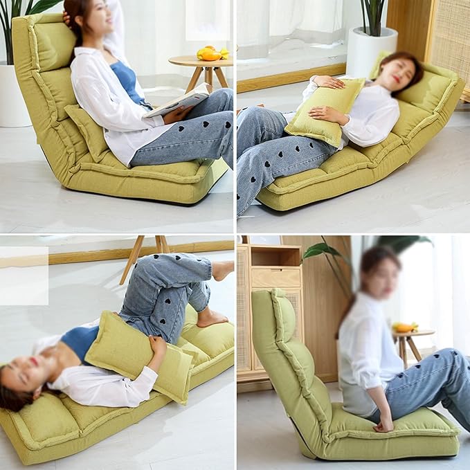 Floor Chair Lazy Sofa with Back Support Recliner Chair with Adjustable Positions for Gaming Reading Watching(Beige)