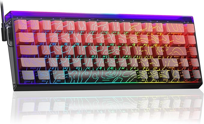 AULA Hero 68 HE 60% Gaming Keyboard Wired Hall Effect Magnetic Switch Keyboard with 8K Hz Polling Rate Side Printed PBT Keycaps RGB Light Box Customizable Web Software for PC/Mac Gamers