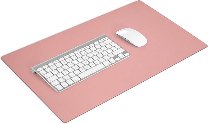 24 x 14 Leather Desk Pad - SKIDSTOP™ Ultra Smooth Executive Blotter and Protective Mat Large Mouse Pad for Office School Home Remote Business – Light Pink